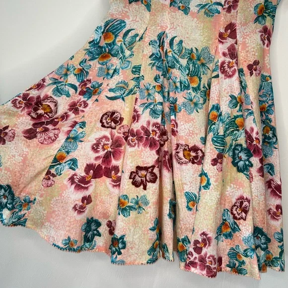 Agua by Agua Bendita Linen Embroidered Pupe Prado Mini Dress Medium